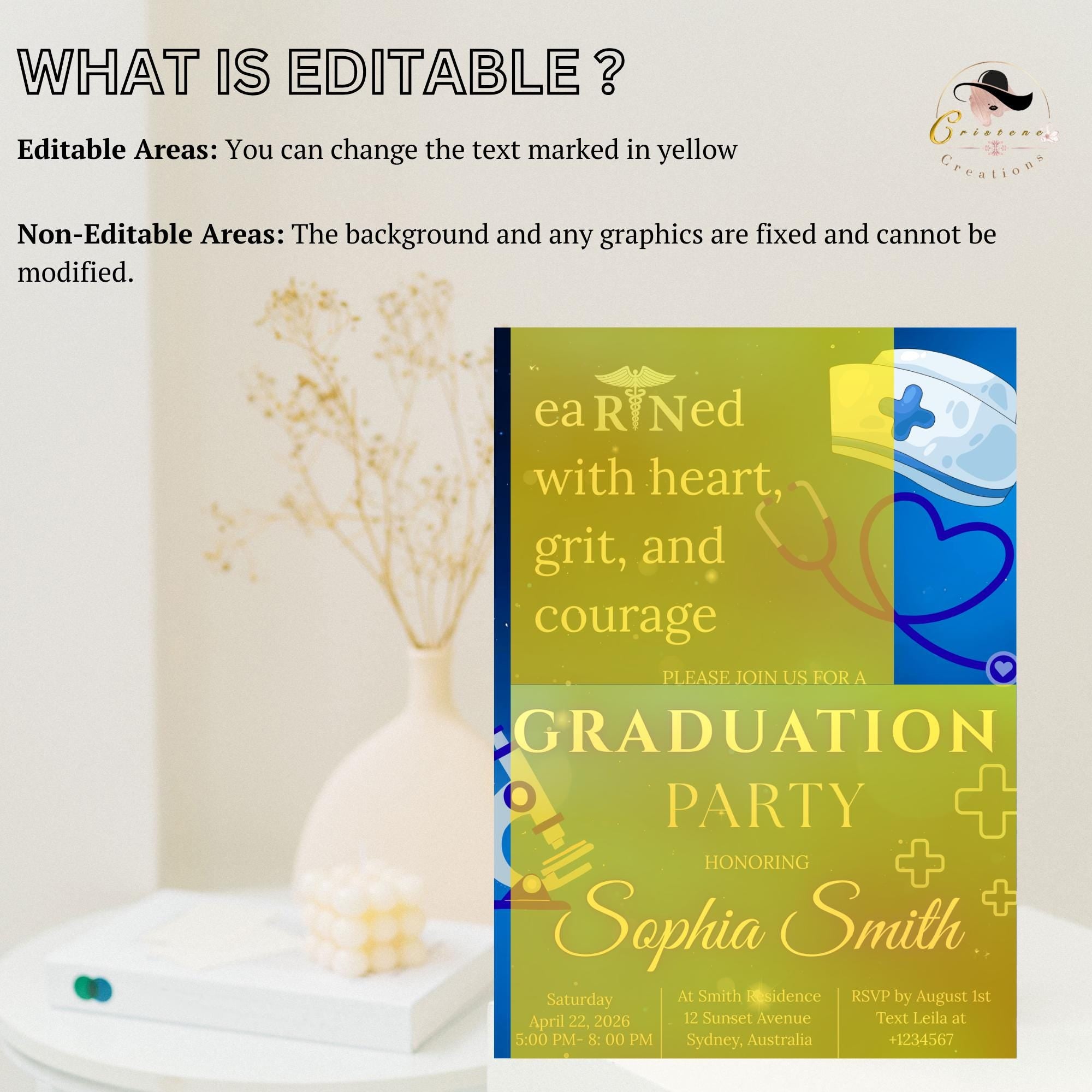 Nurse Graduation Invitation, RN Pinning Ceremony, Class of 2026 Commencement invite Medical LPN Nursing Graduate Flyer Announcement Template