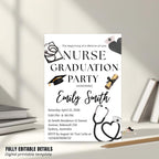 Nurse Graduation Invitation, RN Pinning Ceremony, Class of 2026 Commencement invite Medical BSN Nursing Graduate Flyer Announcement Template