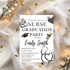Nurse Graduation Invitation, RN Pinning Ceremony, Class of 2026 Commencement invite Medical BSN Nursing Graduate Flyer Announcement Template