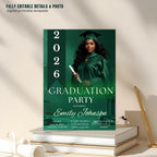 Law School Graduation Announcement Invitation, 2026 Lawyer Ceremony invite with photo, Legal Attorney Profession Graduate Flyer Template