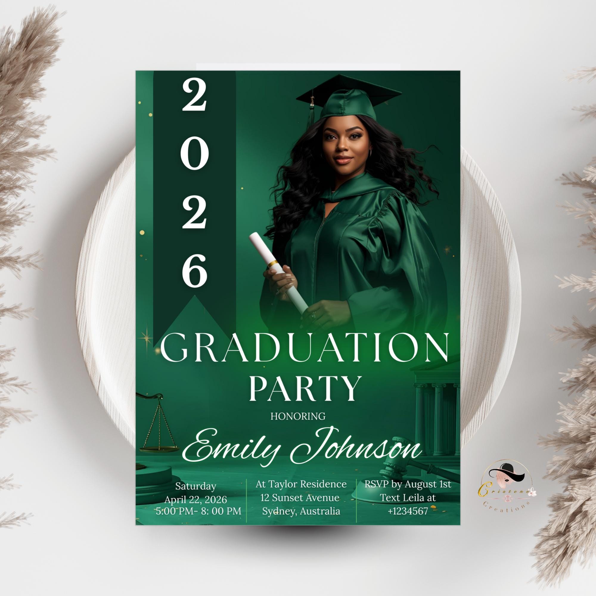 Law School Graduation Announcement Invitation, 2026 Lawyer Ceremony invite with photo, Legal Attorney Profession Graduate Flyer Template