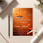 Editable Lawyer Graduation Announcement Invitation, Class 2026 Law School Ceremony invite, Legal Attorney Profession Graduate Flyer Template