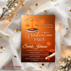 Editable Lawyer Graduation Announcement Invitation, Class 2026 Law School Ceremony invite, Legal Attorney Profession Graduate Flyer Template