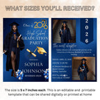 Senior Graduation Announcement Invitation, Blue 12th Grade Highschool Grad Party Invite with photo, 2026 Men and Woman Graduates Template