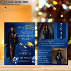 Senior Graduation Announcement Invitation, Blue 12th Grade Highschool Grad Party Invite with photo, 2026 Men and Woman Graduates Template