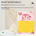 Nurse Graduation Welcome Party Sign, Pink RN Graduates Poster Sign, Nursing Pinning Ceremony Commencement Announcement Entry Sign Template