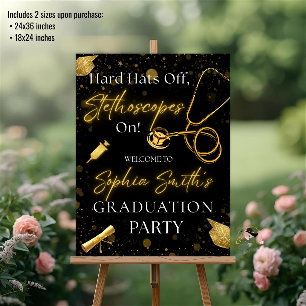 Nurse Graduation Welcome Party Sign, Medical Graduates Poster Sign, Nursing Pinning Ceremony Commencement Announcement Entry Sign Template