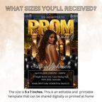 Black gold Prom Send Off Party Invitation, Senior and Junior Prom Night with photo invite, Woman Elegant Hollywood Theme Template, PRM02