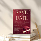 Save The Date Graduation Party Invitation, Maroon Class 2026 Senior Grad Party invite, Men and Woman College Graduate Announcement Template
