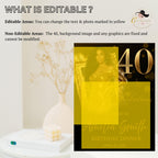 Black Gold 40th Birthday Welcome Party Sign, Dinner Entry Poster Sign with photo, 40 and Fabulous Welcome Board Sign, Men Woman Template