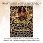 Cheetah Birthday Dinner Invitation with photo, Leopard Brunch Party Invite, Woman Retirement Party, Elegant Adult Animal Print Template