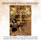 Leopard Birthday Dinner Invitation, Cheetah Brunch Party Invite with photo, Woman Retirement Party, Elegant Adult Animal Print Template