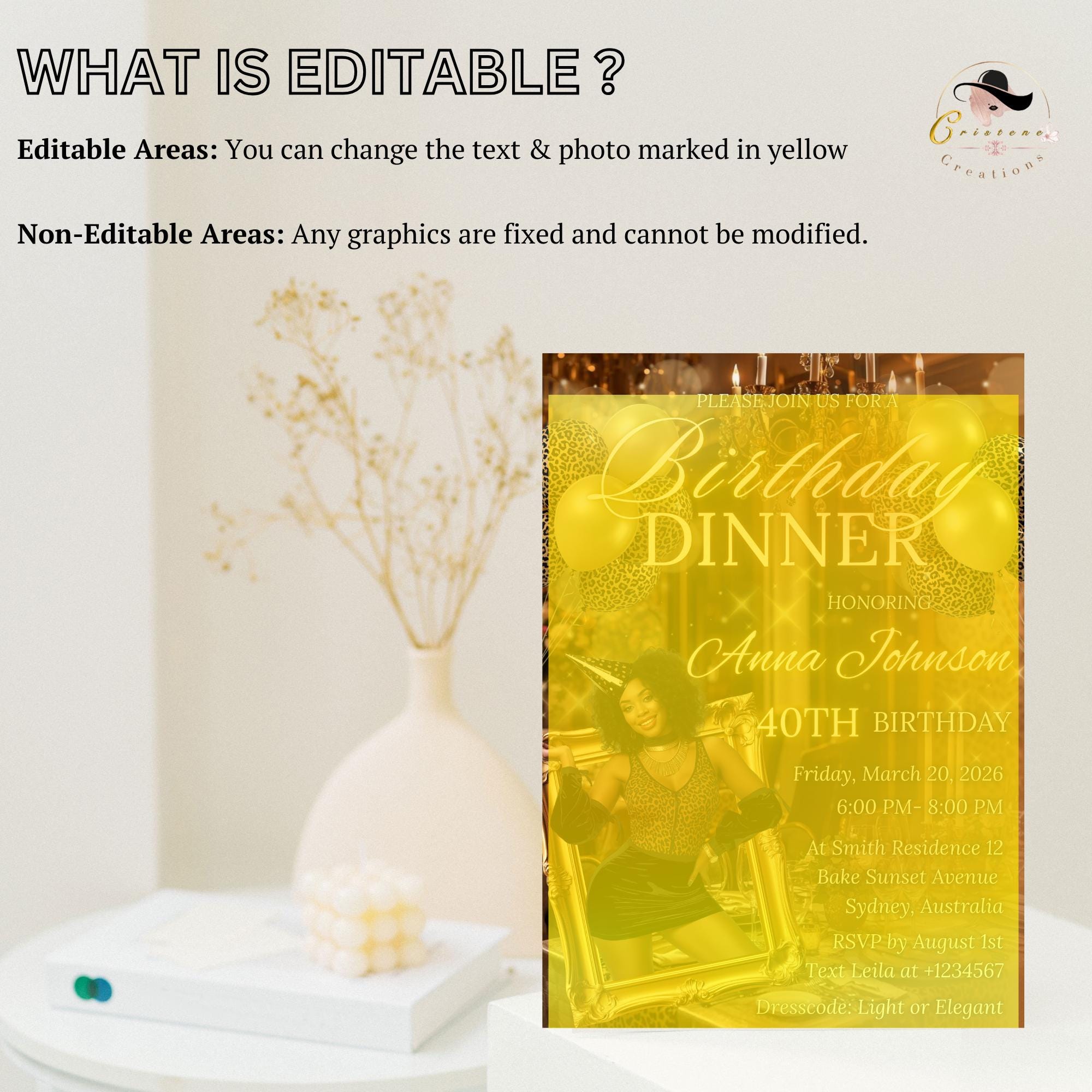 Leopard Birthday Dinner Invitation, Cheetah Brunch Party Invite with photo, Woman Retirement Party, Elegant Adult Animal Print Template