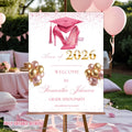 Pink Graduation Welcome Party Sign, Woman Graduates Poster Sign, Class of 2026 Senior Grad  Announcement Commencement Entry Sign Template
