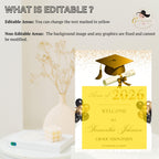 White Gold Graduation Welcome Party Sign, Woman Graduates Poster Sign, Class 2026 Men Senior Commencement Announcement Entry Sign Template
