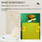 Green Gold Graduation Welcome Party Sign, Woman Graduates Poster Sign, Class 2026 Men Senior Commencement Announcement Entry Sign Template