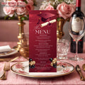 Maroon Graduation Dinner Menu, Senior Grad Party Menu, Commencement Menu, Class 2026 College Graduates Announcement Menu Printable Template
