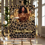 Cheetah Birthday Dinner Welcome Sign, Leopard Brunch Party sign with photo, Woman Retirement Sign, Elegant Animal Print Poster sign Template