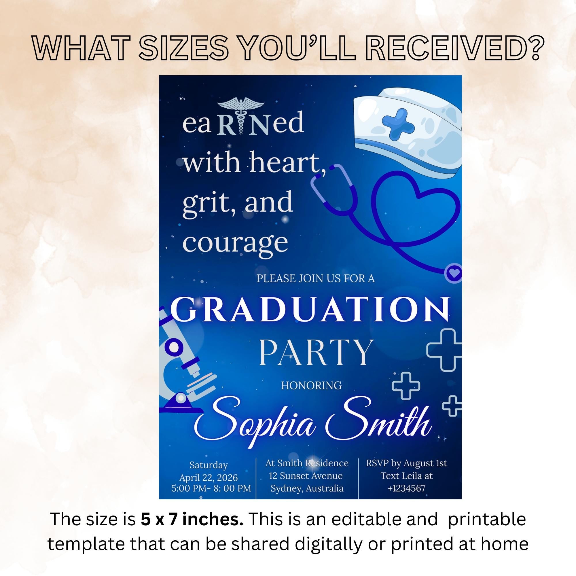 Nurse Graduation Invitation, RN Pinning Ceremony, Class of 2026 Commencement invite Medical LPN Nursing Graduate Flyer Announcement Template