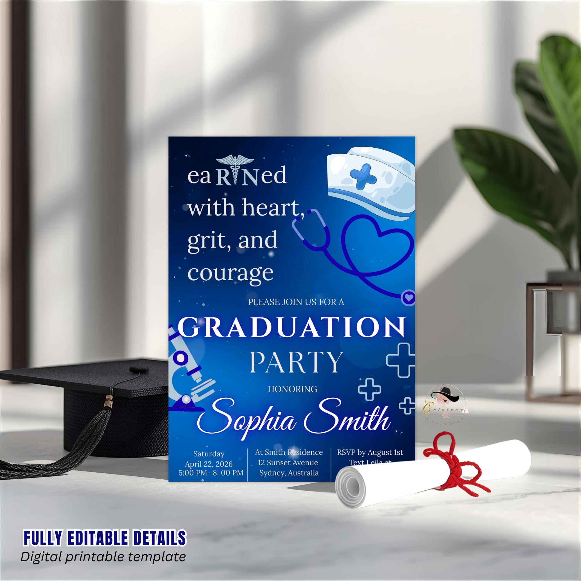 Nurse Graduation Invitation, RN Pinning Ceremony, Class of 2026 Commencement invite Medical LPN Nursing Graduate Flyer Announcement Template