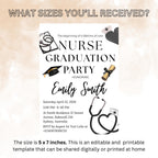 Nurse Graduation Invitation, RN Pinning Ceremony, Class of 2026 Commencement invite Medical BSN Nursing Graduate Flyer Announcement Template