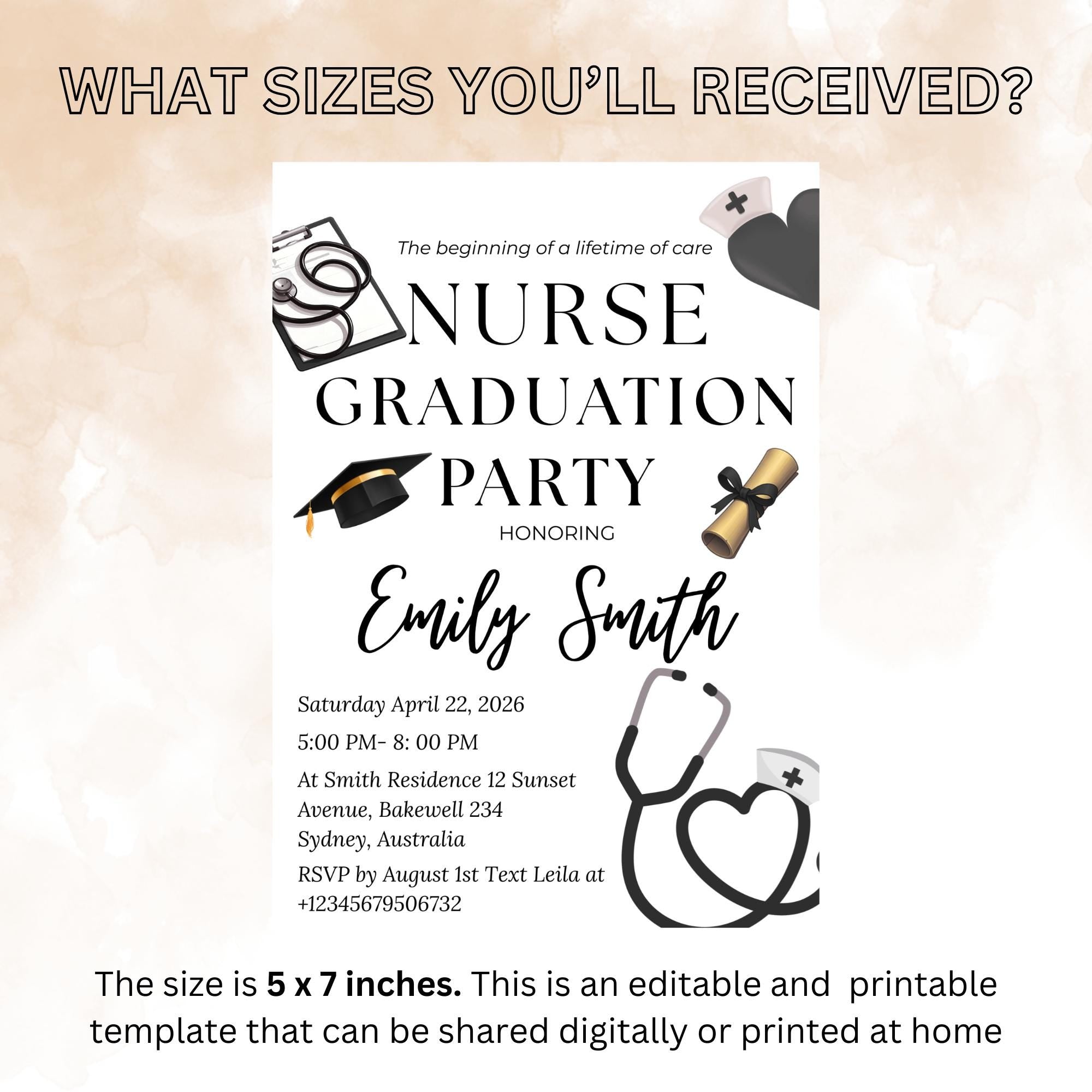 Nurse Graduation Invitation, RN Pinning Ceremony, Class of 2026 Commencement invite Medical BSN Nursing Graduate Flyer Announcement Template