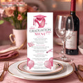 Pink Graduation Party Menu Card, Class of 2026 Dinner Menu, Senior Grad Elegant Menu , Nurse Graduation Brunch Menu Printable Template