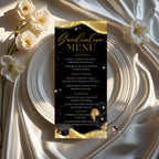 Black Gold Graduation Dinner Menu, Senior Grad Party Menu, Commencement Menu, Class of 2026 College Elegant Brunch Menu Printable Template
