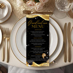 Black Gold Graduation Dinner Menu, Senior Grad Party Menu, Commencement Menu, Class of 2026 College Elegant Brunch Menu Printable Template