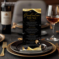 Black Gold Graduation Dinner Menu, Senior Grad Party Menu, Commencement Menu, Class of 2026 College Elegant Brunch Menu Printable Template
