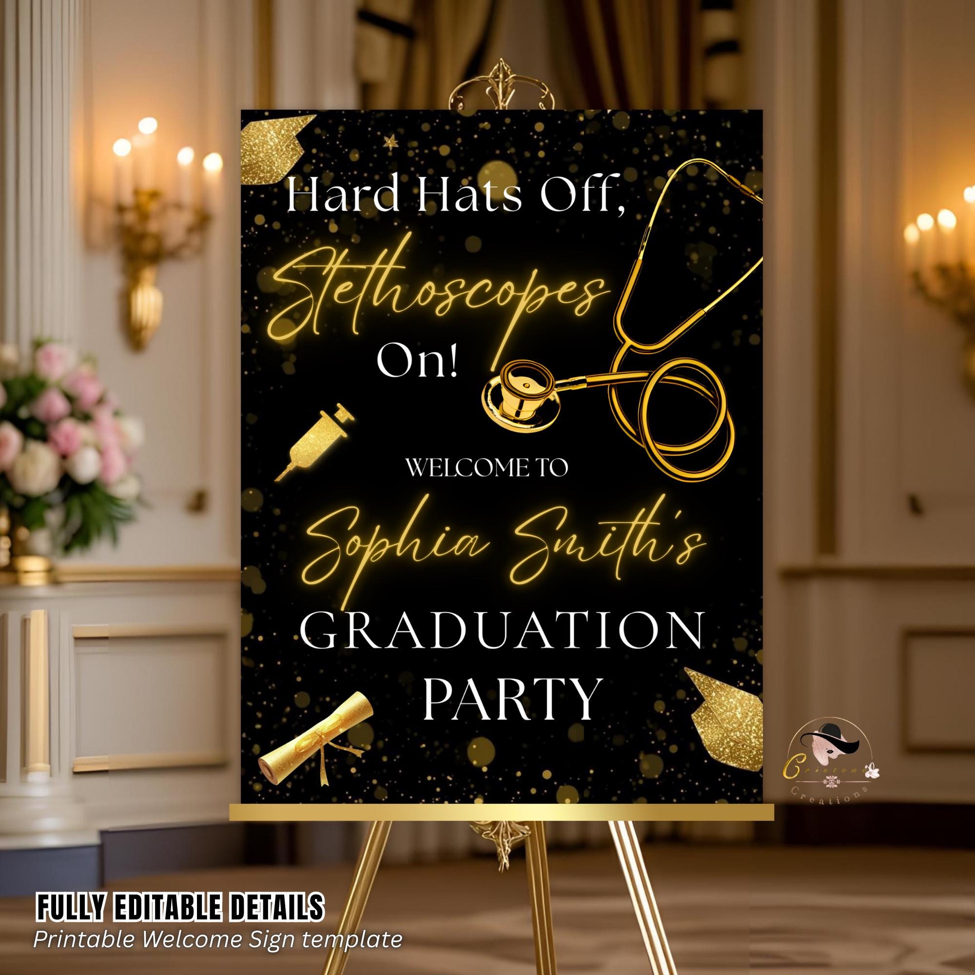 Nurse Graduation Welcome Party Sign, Medical Graduates Poster Sign, Nursing Pinning Ceremony Commencement Announcement Entry Sign Template