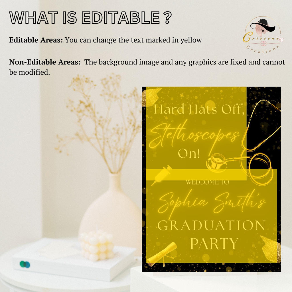 Nurse Graduation Welcome Party Sign, Medical Graduates Poster Sign, Nursing Pinning Ceremony Commencement Announcement Entry Sign Template