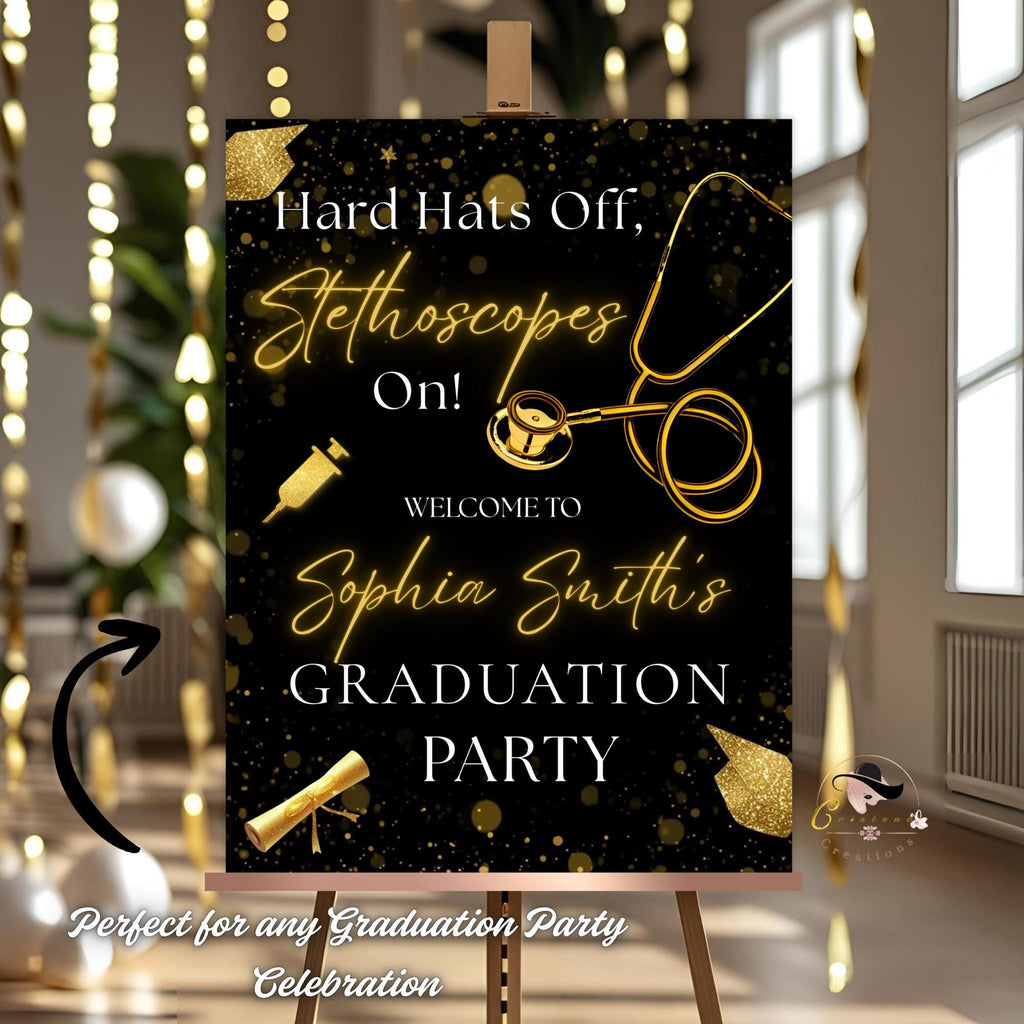 Nurse Graduation Welcome Party Sign, Medical Graduates Poster Sign, Nursing Pinning Ceremony Commencement Announcement Entry Sign Template