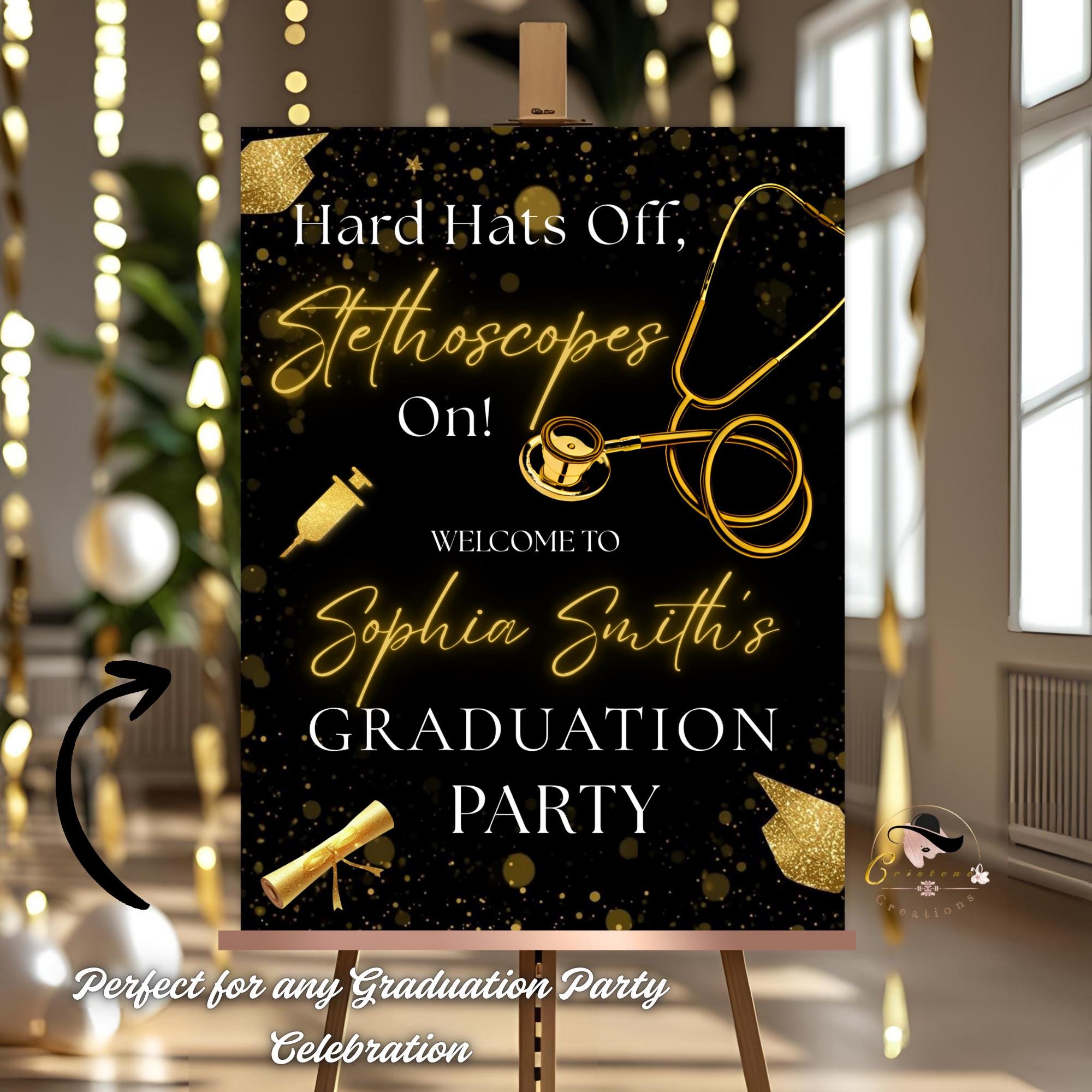 Nurse Graduation Welcome Party Sign, Medical Graduates Poster Sign, Nursing Pinning Ceremony Commencement Announcement Entry Sign Template