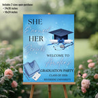 Nurse Graduation Welcome Party Sign, Blue RN Graduates Poster Sign, Nursing Pinning Ceremony Commencement Announcement Entry Sign Template