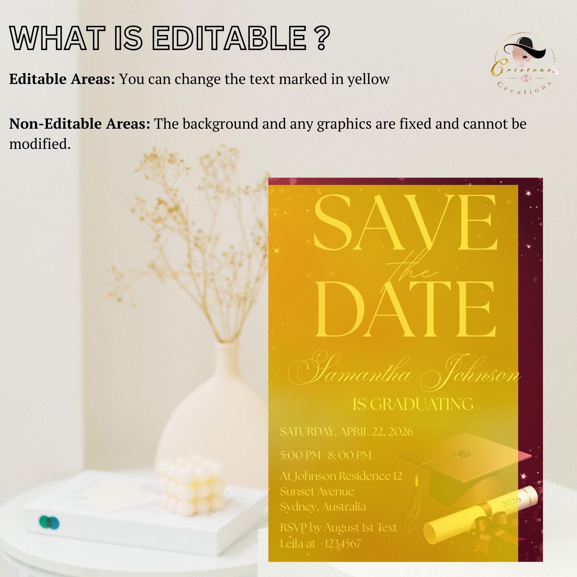 Save The Date Graduation Party Invitation, Maroon Class 2026 Senior Grad Party invite, Men and Woman College Graduate Announcement Template