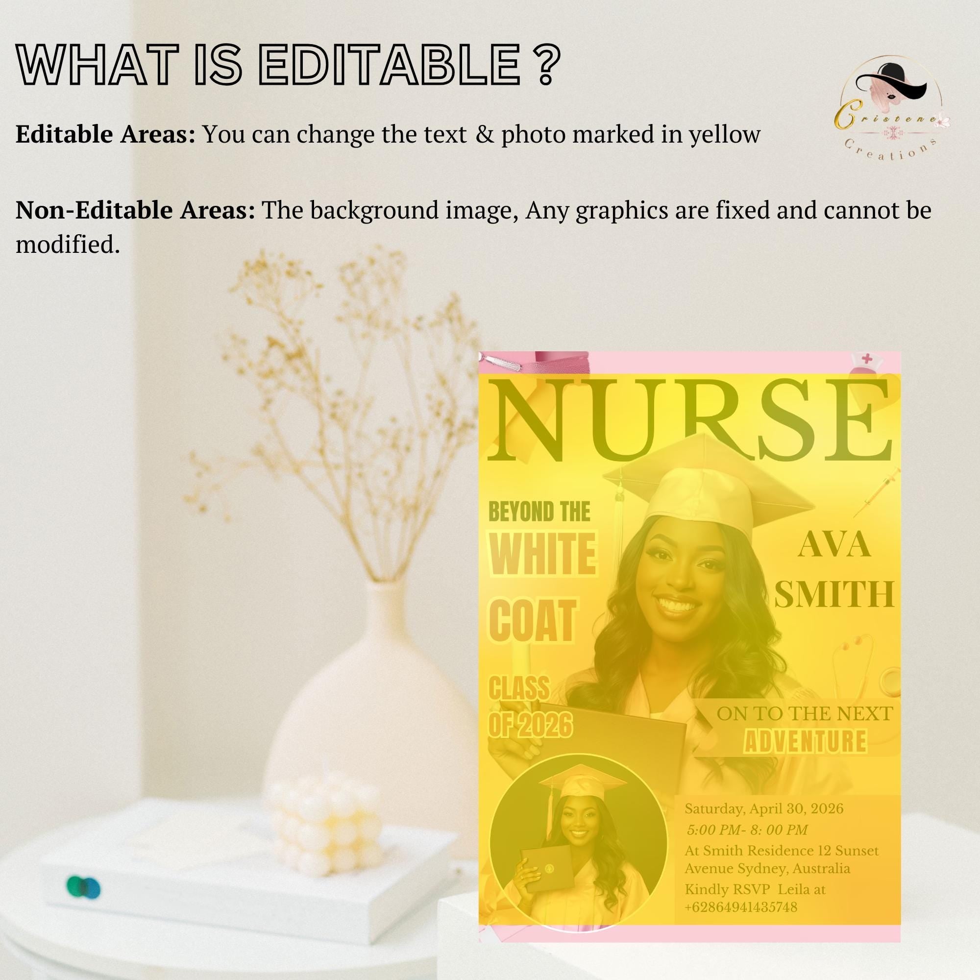 Pink Nurse Graduation Invitation, 2026 RN Pinning Ceremony invite with photo, Medical BSN Nursing Graduate Flyer LPN Magazine Cover Template
