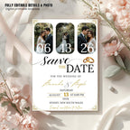 Save The Date Wedding Invitation with photo, Couple Wedding Announcement Party Invite, Elegant Vow Renewal Save The Date Template