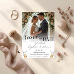 Save The Date Wedding Announcement Invitation with photo, Couple Engagement Party Invite, Elegant Vow Renewal Save The Date Template