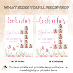 Wildflower 1st Birthday Welcome Party Sign with photo, Floral Poster Sign, Flower Butterfly theme Board Sign, First Birthday Sign Template
