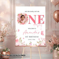 Onederful 1st Birthday Welcome Party Sign, Wildflower Poster Sign with photo, Flower Butterfly theme Board Sign First Birthday Sign Template