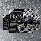 Black Silver Prom Send Off Invitation, Men Prom Night with photo invite, Editable Senior Ball Party and Junior Prom Hollywood Flyer Template
