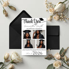 Editable Graduation Thank You Card with photo, Senior Grad Party Thank you note, Elegant Thank You Cards for Graduates Printable Template