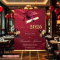 Graduation Welcome Party Sign, Maroon Woman Graduates Poster Sign, Class 2026 Men Senior Grad Announcement Commencement Entry Sign Template