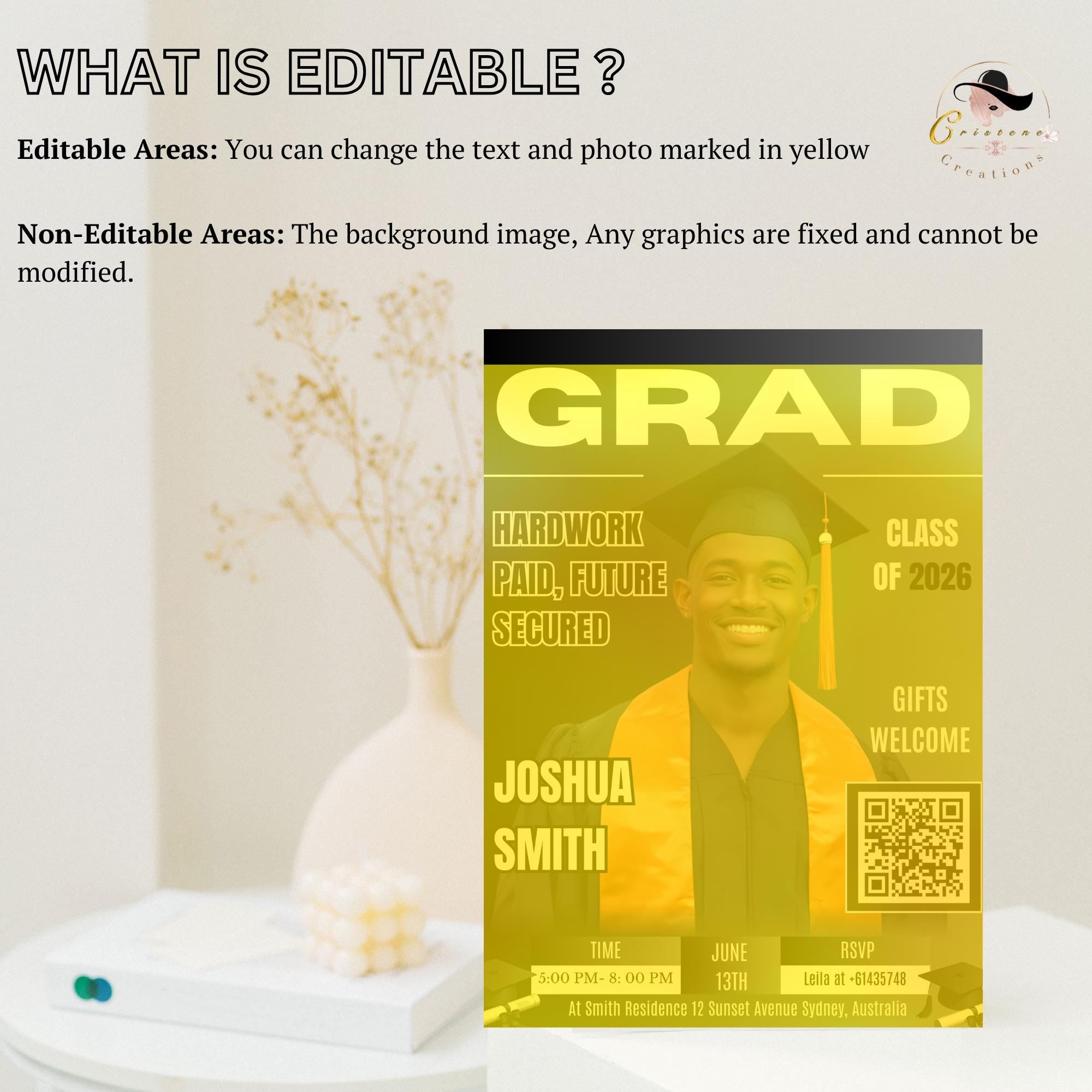 Black Silver Graduation Announcement Invitation, Boy Senior Grad Party Invite with photo, Male College Graduate Magazine Cover Template