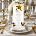Graduation Party Menu, White Gold Senior Grad Dinner Menu, Commencement Menu, Class 2026 College Graduates Brunch Menu Printable Template