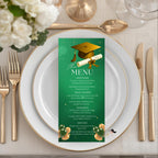 Green Gold Graduation Dinner Menu, Senior Grad Party Menu, Commencement Menu, Class 2026 University Graduates Brunch Menu Printable Template