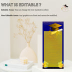 Graduation Party Menu Blue Gold Senior Grad Dinner Menu, Commencement Menu Card, 2026 College Graduates Announcement Menu Printable Template