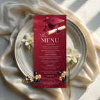 Maroon Graduation Dinner Menu, Senior Grad Party Menu, Commencement Menu, Class 2026 College Graduates Announcement Menu Printable Template