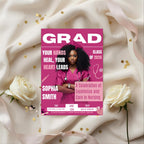 Pink Nurse Graduation Invitation, 2026 RN Pinning Ceremony invite with photo, Medical CNA Nursing Graduate Flyer LPN Magazine Cover Template